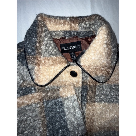 Ellen Tracy Jackets & Blazers - Ellen Tracy Plaid Boucle Textured Midweight Coat Plaid Small MultiColor